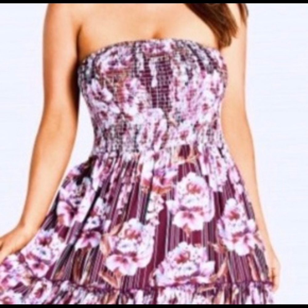 City Chic Strapless Floral Maxi Dress